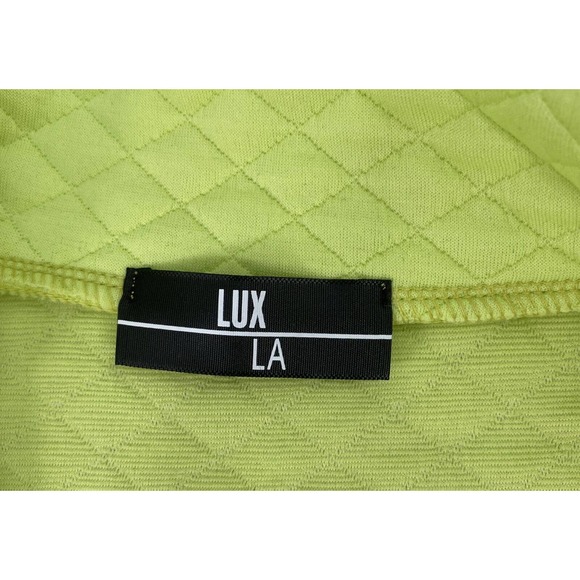 Women’s Size M Quilted Vest Neon Lime Green Faux Fur Trim Transitional Lux L A - Picture 3 of 10